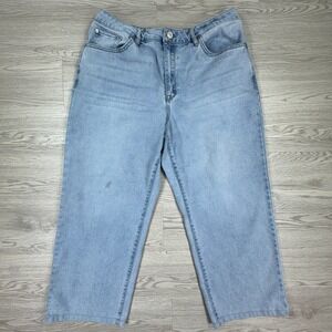 Seven7 Women's Jeans Loose‎ Straight Light Wash Blue 16 High Rise Stretch Denim